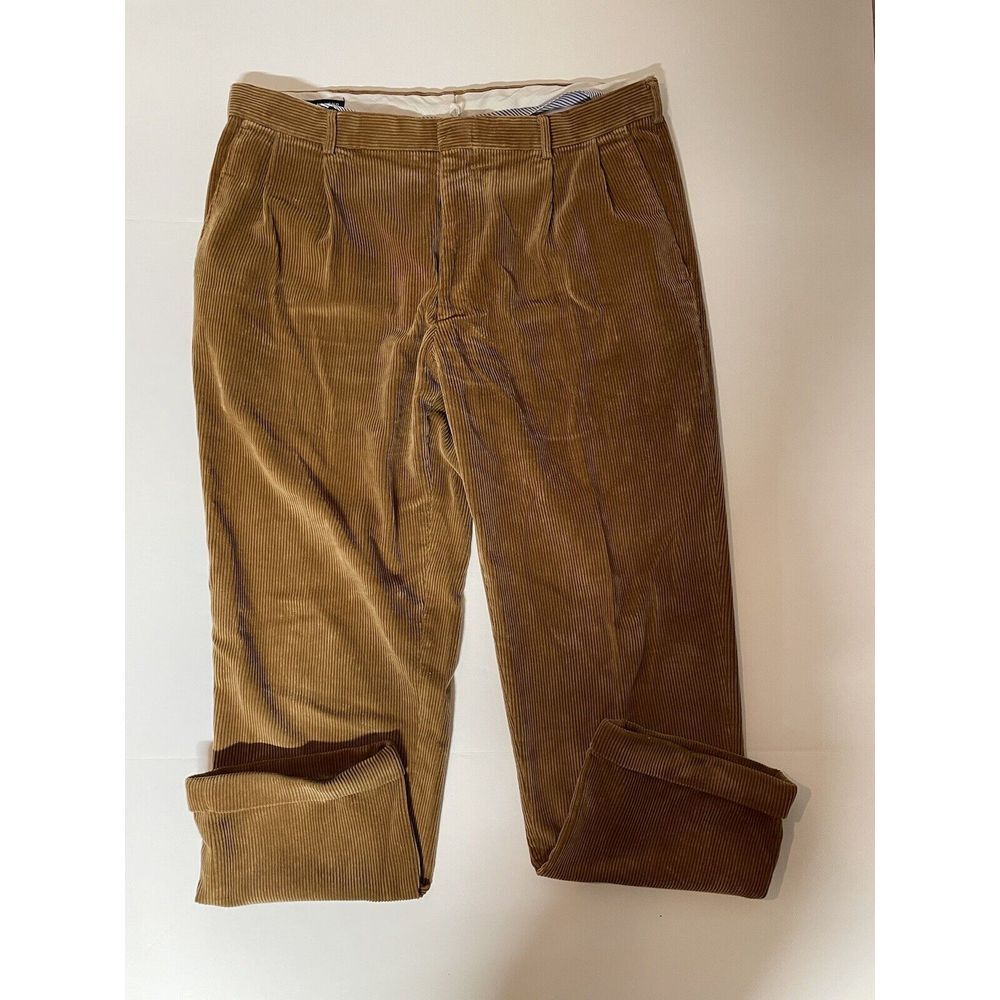 Lands End Men's Brown Pleated Front Corduroy Pants 38x30
